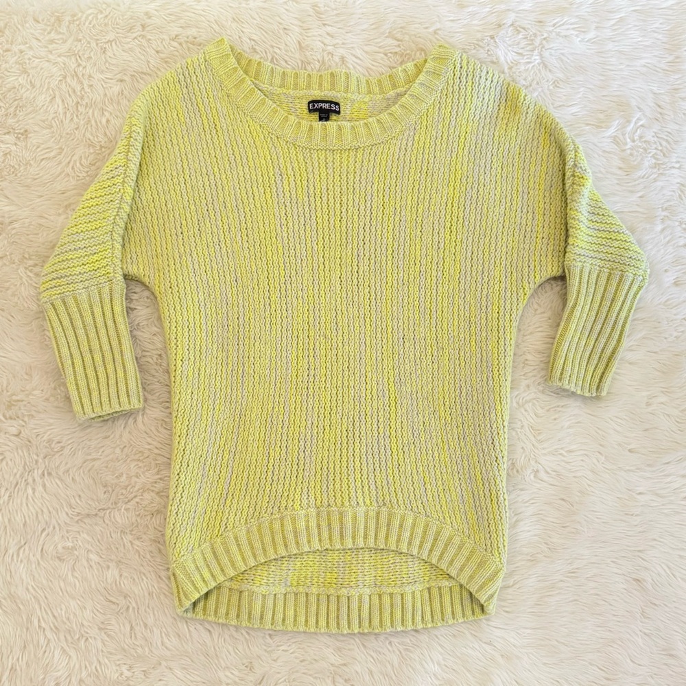 Yellow & Grey Wool Blend Chunky Sweater Pullover Women’s Size Small
